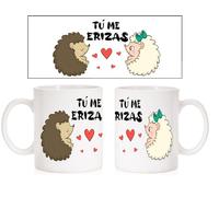 FUNNY CUP 1 Taza Tú me erizas. Día de los enamorados, para parejas con mucho cariño y amor de erizos