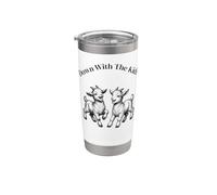 Funny Goat Energy Vintage alegre abajo con la granja de los niños Vaso térmico de acero inoxidable de doble pared