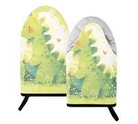 Funny Green Grass Dino 204.4 °C - Manopla de horno resistente al calor y soporte para ollas, guantes de horno de alta resistencia al calor, para barbacoa, 9.5 x 6 pulgadas, 2 unidades