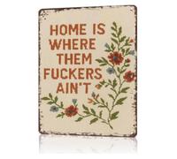 Funny Home Is Where Them Haters Aint Metal Plaque Vintage Style Decor for Bar Garage Dorm Room 8 X 12 in