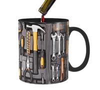 Funny Mechanic Coffee Mug, Black Ceramic Cup, Toolbox Design, Novelty Gift