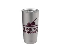 Funny Time to Mow-sey (Mosey) Lawnmower Humor Vaso térmico de acero inoxidable de doble pared
