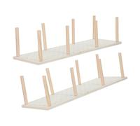 FUNOMOCYA 2 Juegos Organizador de Cocina de Madera con Clavijas Ajustables | Tablero Perforado Modular, para Platos y Menaje, Beige, Uso en Mesa o Exterior, Estilo Minimalista