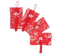 FUNOMOCYA 4 Piezas Sobres Rojos Tradicionales de Tela Bordada con Dragón y Fénix de Plegables para Dinero Suerte Festival de Chino