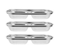 FUNOMOCYA Duradero de Acero Inoxidable Set de 3 Platos y 2 Compartimentos Duradero y Fácil de Limpiar Fácil de Limpiar para Condimentos y Salsas Adecuado para Casa y Reutilizable