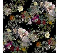 FunStick Papel Pintado Autoadhesivo Flores Vintage Negro Romance Escarlata Vinilo Adhesivo Pared Habitacion Dormitorio Hojas Verdes Papel Adhesivo para Muebles Flores Rosa Negro Paredes Baño 44.5CM×3M