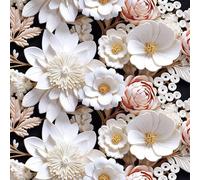 FunStick Papel Pintado Blanco Flores Efecto 3D Papel Pintado Autoadhesivo Decorativo Dormitorio Baño Rosa Vinilo Adhesivo Pared Techo Flores Vinilos para Decorar Muebles Habitacion Negro 44.5CM×3M