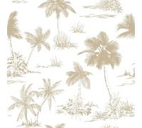 FunStick Papel Pintado Dormitorio Autoadhesivo Blanco Hojas Palmeras de Coco Tropical Vinilo Adhesivo Muebles Salon Decorativo Papel Adhesivo Pared Palmeras Vinilo Blanco Autoadhesivo Cocina 44.5CMx3M