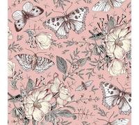 FunStick Papel Pintado Flores Rosas Mariposas Papel Pintado Autoadhesivo Para Dormitorio Salon Floral Mariposa Rollo Vinilo Adhesivo Pared Infantil Vinilo Autoadhesivo Rosa Habitación Baño 44.5CMx3M