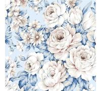 FunStick Papel Pintado Flores Rosas Peonía Papel Pintado Autoadhesivo Azul Papel Adhesivo Floral para Decorar Muebles Peonía Azul Acuarela Papel Pared Autoadhesivo Flores Cocina Habitacion 44.5CM×3M