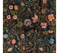 FunStick Papel Pintado Flores Vintage Estilo Bordado Papel Adhesivo Pared Negro Baño Dormitorio Vinilo Autoadhesivo Flores Vinilo Adhesivo Muebles Negro Revestimiento Pared Salón Armarios 44.5CM×3M