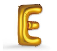 FUNXGO Globo de Foil XXL Letra E Oro - Relleno con Helio o Aire - Ideal para Cumpleaños, Boda, Aniversario & Fiesta - Globo Letra E Oro