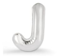 FUNXGO Globo de Foil XXL Letra J Plata - Relleno con Helio o Aire - Ideal para Cumpleaños, Boda, Aniversario & Fiesta - Globo Letra J Plata