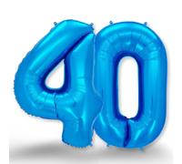 FUNXGO Globo de helio 40 con número gigante rellenable, para decoración de fiesta de 40 cumpleaños, aniversario, boda, color azul