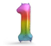 FUNXGO Globo de helio XXL con número de globos multicolores, material reforzado, decoración de fiesta para primer cumpleaños de bebé, bodas