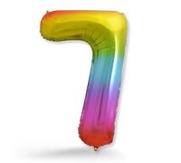 FUNXGO Globo de helio XXL número 7 globos gigantes multicolores, material reforzado, decoración para fiestas de cumpleaños y bodas, multicolor
