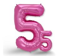 FUNXGO Globo de lámina 5 rosa, 100 cm, 5 cumpleaños, globo de aire con número 5, números rosa, decoración para cumpleaños, bodas, aniversarios o fiestas, globos rosas 5