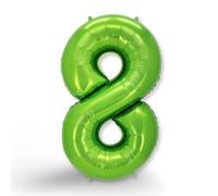 FUNXGO Globo de lámina con el número 8, color verde, gigante de aprox. 100 cm, vuela con helio, para 8 cumpleaños, bodas, aniversarios, fiestas, decoración