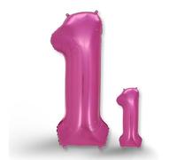 FUNXGO Globo de papel de aluminio, 1 color rosa, número gigante de 100 cm, globo de 1 cumpleaños, globo de aire número 1, decoración para cumpleaños, bodas, aniversarios o fiestas, decoración de