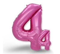 FUNXGO Globo Gigante Número 4 en Rosa - Decoración para Cumpleaños, Aniversarios, Celebraciones - Decoracion 4 Cumpleaños años - Globo Rosa con Número 4 Inflar con Helio o Aire - Globo 4 Rosa
