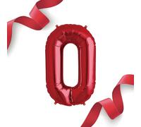 FUNXGO Globo Número 0 Rojo Gigante - Decoración para Cumpleaños - Globos para Años