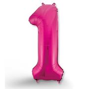 FUNXGO Globo Número 1 Pink, Globo Gigante de Aluminio para Cumpleaños, Aniversario y Fiesta, Apto para Helio o Aire