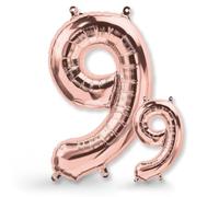 FUNXGO Globo Número 9 Oro Rosa, Globo Gigante de Aluminio para Cumpleaños y Fiesta, Apto para Helio o Aire