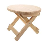 FUOYLOO Taburete Madera Maciza Beige, Diseño Antideslizante y Multiusos, Banco Redondo Plegable para Uso Doméstico en Hogar y Sala