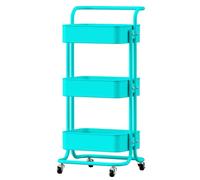 FUREINSTORE Carrito Auxiliar con Ruedas, Carro Organizador Metalico 3 Niveles Multiuso para Cocina, Baño, Dormitorio, Oficina, Fácil de Mover y Montar (Turquesa)