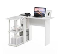 Furinno Abbott en Forma de L Escritorio con estantería, Madera de ingeniería, Blanco/Blanco, 41.14 (W) x 28.94 (H) x 34.45 (D) Inches