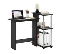 Furinno Abbott Escritorio de Esquina con Librería, Madera de ingeniería, Americano/Acero Inoxidable, 59.99 (D) x 96.90 (W) x 84.99 (H) cm