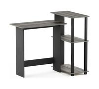 Furinno Abbott Escritorio, Madera, Roble francés Gris/Negro, 59.9 x 96.9 x 84.9 cm
