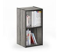 Furinno Armario Pelli Cubic, 2X1, Roble Francés Gris / Negro