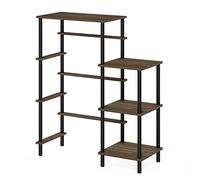 Furinno Besi Mesa Auxiliar Industrial Multiusos con Marco de Metal, Madera de ingeniería, Walnut Cove, 2 estantes