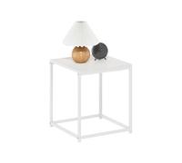 Furinno CAMNUS Mesa Auxiliar con Estructura de Metal, mesita de Noche sin Herramientas, para salón o Dormitorio, Color Blanco sólido