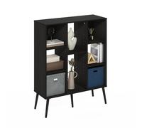 Furinno Claude Estantería De Estilo Mediados De Siglo, con 8 Cubos, Organizador De Almacenamiento Y Patas De Madera, 28 X 80 X 100 Cm, para Sala De Estar, Dormitorio Y Oficina En Casa, Color Espresso
