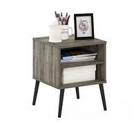Furinno Claude Estilo Mediados de Siglo, Mesa Auxiliar, mesita de Noche con Patas de Madera, ingeniería, Roble Francés Gris, Talla única