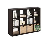 Furinno Cubicle Estantería 12 Cubos Triple Grosor Organizador 39.5 X 145.7 X 119.5 para Salón Dormitorio Oficina Roble Oscuro
