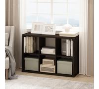Furinno Cubicle Estantería de 6 Cubos Marco Grueso, Reversible Horizontal y verticalmente, 37,08 x 111,25 x 76,2 cm, para Sala de Estar, Dormitorio, Oficina en casa, Roble Negro