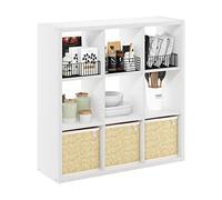 Furinno Cubicle - Organizador de Almacenamiento Decorativo con Parte Trasera Abierta, 9 Cubos, Color Blanco