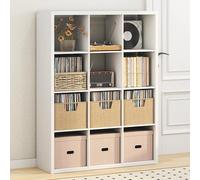 Furinno Cubicle Tocadiscos con Compartimento 16 vinilos 1,2" Parte Trasera Abierta para CD DVD BLU-Ray Juegos Sala de Estar Oficina Pino ámbar