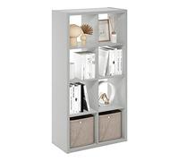Furinno Cubículo Organizador de Almacenamiento Decorativo con Parte Trasera Abierta, 8 Cubos, Gris Claro