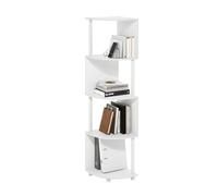 Furinno ECON Estantería Esquinera De 4 Niveles con Estantes En Zigzag, Ideal para Organizar Y Almacenar En Sala De Estar Y Oficina En Casa, Color Blanco