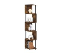 FURINNO ECON Estantería Esquinera De 5 Niveles con Estantes En Zigzag, Ideal para Organizar Y Almacenar En Sala De Estar Y Oficina En Casa, Color Pino Ámbar