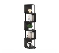 FURINNO ECON Estantería Esquinera De 5 Niveles con Estantes En Zigzag, Ideal para Organizar Y Almacenar Libros En Sala De Estar Y Oficina En Casa
