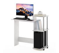 Furinno Eficiente Escritorio para computadora portátil, Madera, Roble Blanco/Acero Inoxidable, 39.62 (D) x 100.58 (W) x 85.34 (H) cm