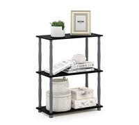 Furinno Estante De Exhibición Multipropósito Compacto De 3 Niveles Turn-N-Tube con Tubo Clásico, Negro / Gris