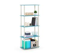 Furinno Estante De Exhibición Multipropósito De 5 Niveles De Giro Y Tubo, Azul Claro / Blanco
