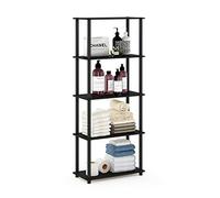 Furinno Estante De Exhibición Multipropósito De 5 Niveles De Giro Y Tubo, Espresso / Negro