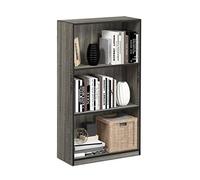 Furinno Estantería Básica De 3 Niveles para Estantería, Roble Francés Gris / Negro